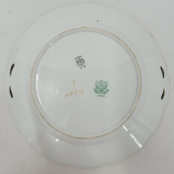 Moritz Zdekauer M.Z. Austrian China Porcelain Gilded Coquette Dessert Platter - Picture 4 of 8